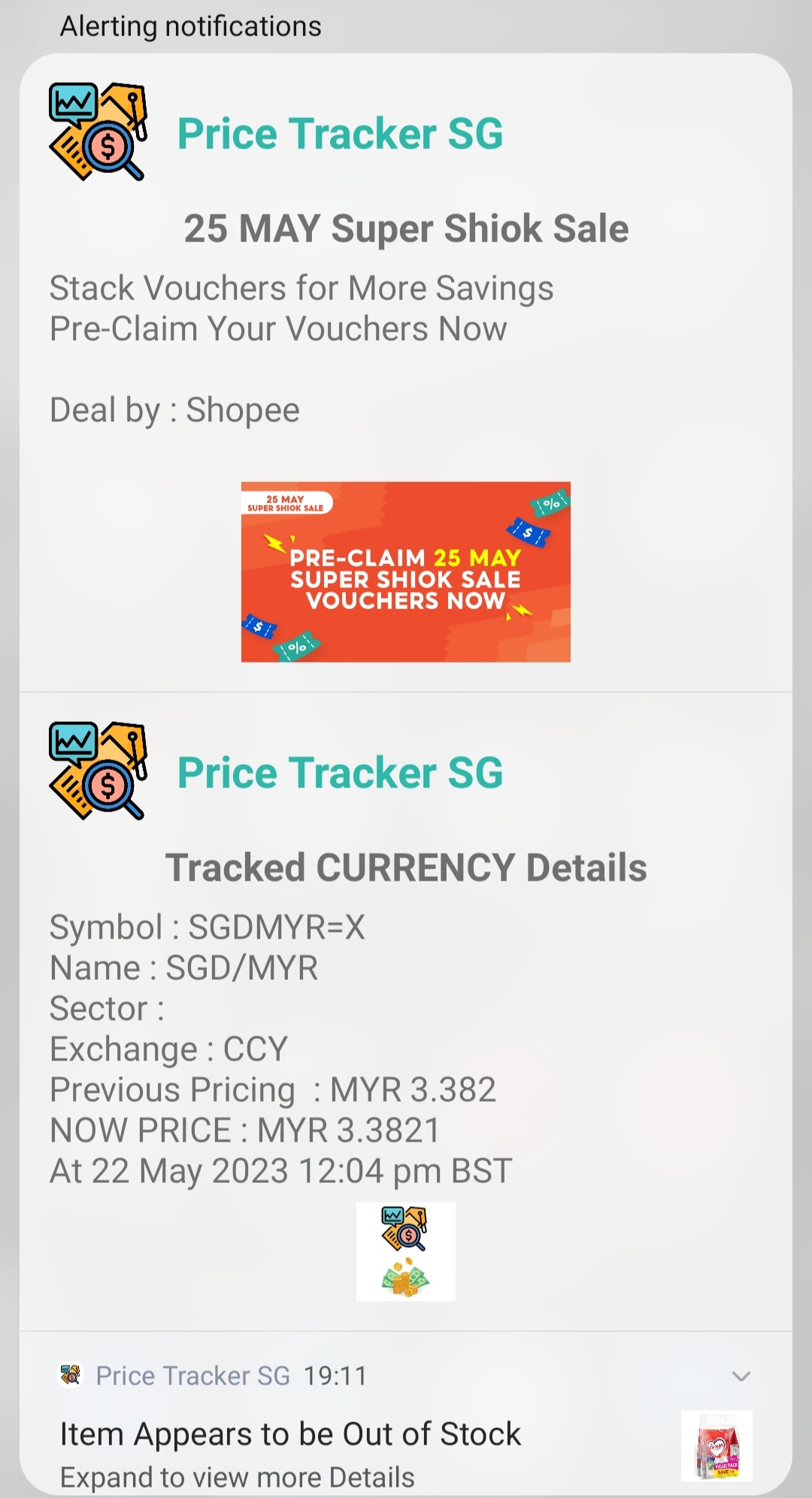 Price Tracker SG Finance Tracker Forex SGD MYR