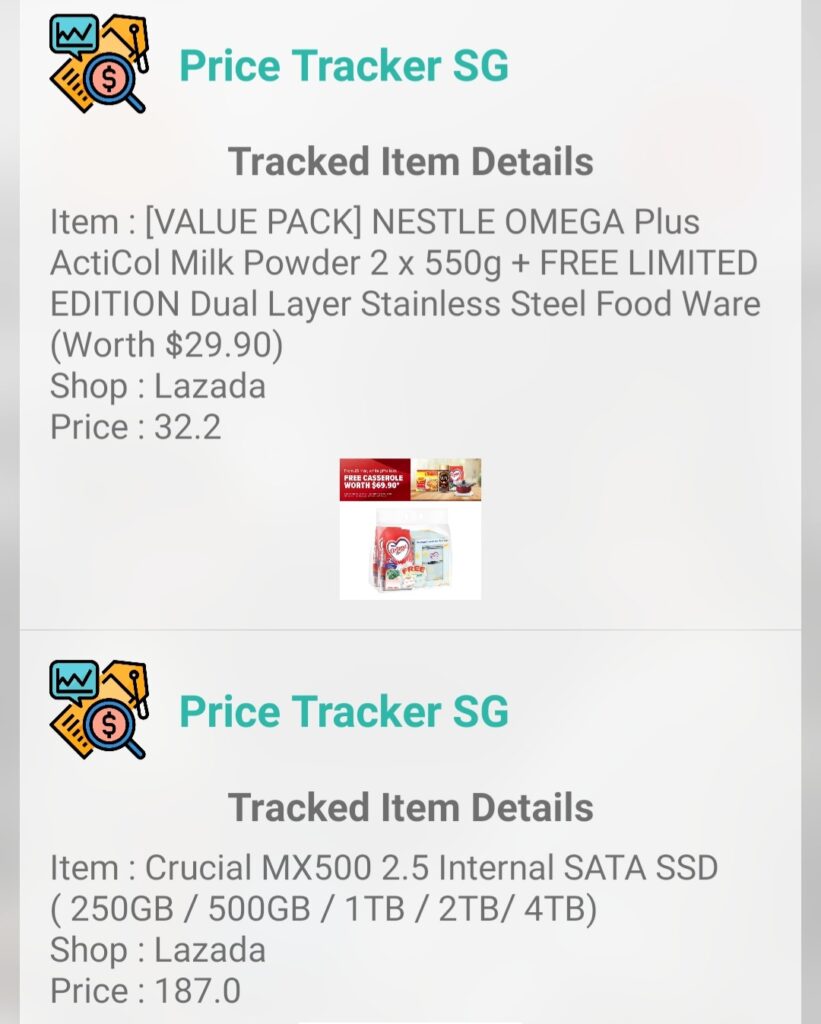 Price Tracker SG Lazada Price Tracker Tracking Item