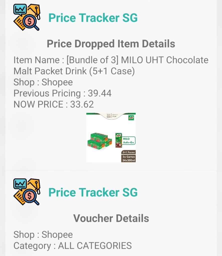 Price Tracker SG Shopee Price Drop