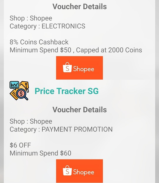 Price Tracker SG Shopping Vouchers Notifications
