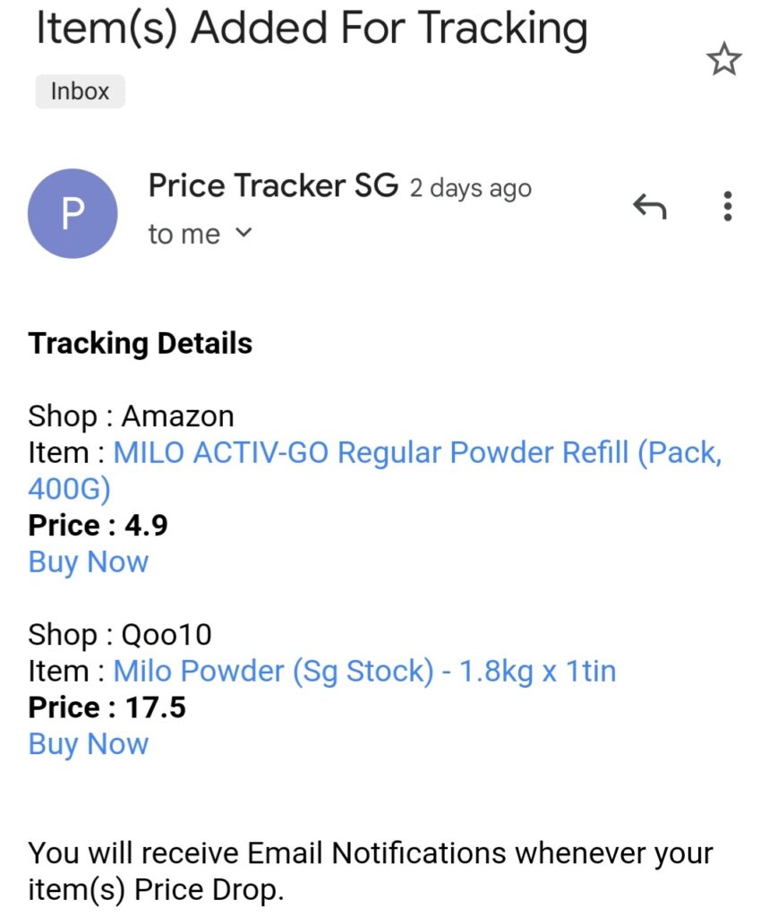 Shops Price Tracker Email Notification Price Tracker SG Website Edition