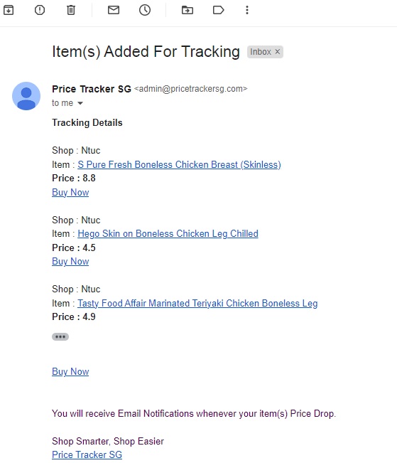 Price Tracker SG Ntuc Price Tracker Items Tracking added