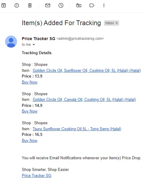 Price Tracker SG Shopee Price Tracker items tracking added